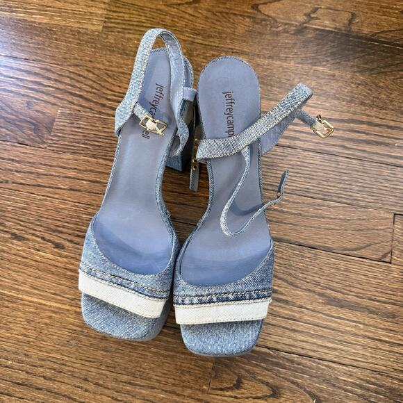 Free People Jeffrey Campbell Denim Daze Platform Heels 11 - Picture 2 of 8